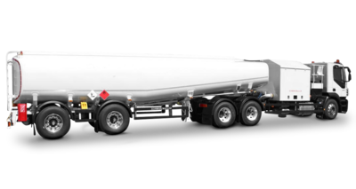 2-axle aluminium tank semitrailer for airfield and on-road operation with pumping and measuring system