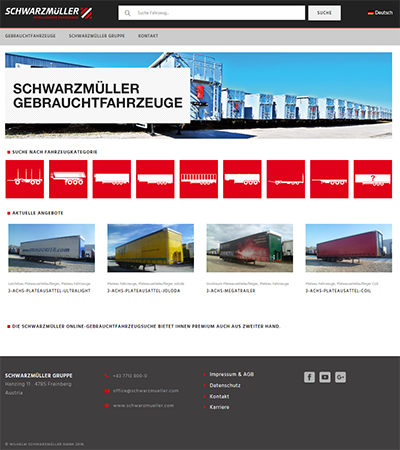 Bildschirmfoto der Schwarzmüller Gebrauchtfahrzeuge Webseite